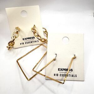 Express Gold Hoop Earrings Set